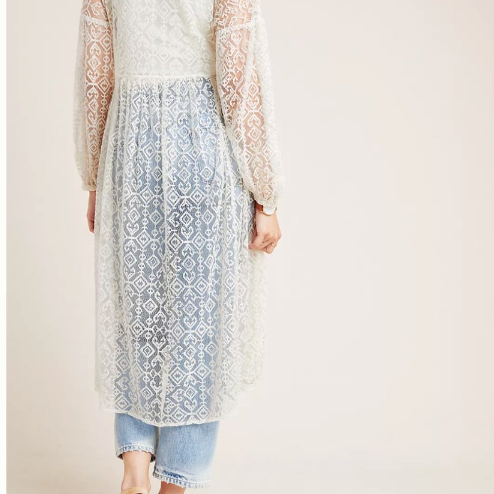 NWT ANTHROPOLOGIE Maeve Beautiful Ivory Lace Dress XS - Picture 3 of 4